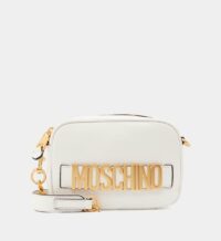 Sac besace camera signature cuir Blanc Moschino Couture