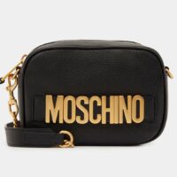 Sac besace camera signature cuir Noir Moschino Couture