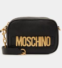 Sac besace camera signature cuir Noir Moschino Couture