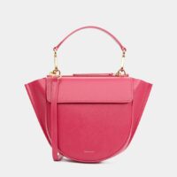 Sac besace demi lune Hortensia cuir grainé Rose Wandler