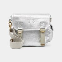 Sac besace métallisé cuir Gris Sac U.S