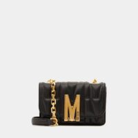 Sac besace mini padded cuir Noir Moschino Couture