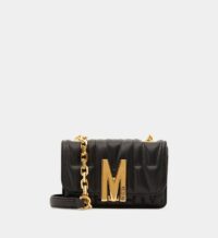 Sac besace mini padded cuir Noir Moschino Couture