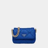 Sac besace patchwork System en cuir Bleu Prada