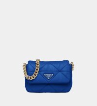 Sac besace patchwork System en cuir Bleu Prada