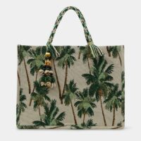 Sac cabas Palmiers toile Vert Petite Mendigote