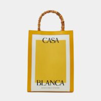 Sac cabas bicolore toile coton et bambou Blanc Casablanca