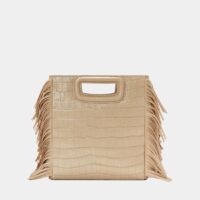 Sac cabas cuir effet croco Beige Maje