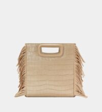 Sac cabas cuir effet croco Beige Maje