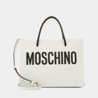 Sac cabas signature cuir Blanc Moschino Couture