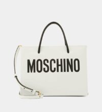 Sac cabas signature cuir Blanc Moschino Couture