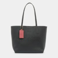 Sac cabas signature perforée cuir grainé Noir Coach