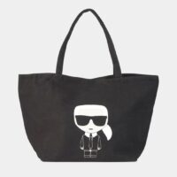 Sac cabas souple Ikonik Karl toile de coton Noir Karl Lagerfeld