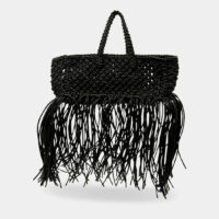 Sac cabas tressé en cuir Noir Yuzefi