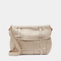 Sac cartable Bernie croûte cuir tressée pailletée Beige Mila Louise