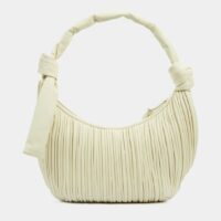 Sac hobo Neptune plissé cuir Beige Neous