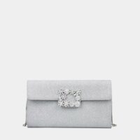 Sac pochette Boucle Flower Strass Gris Roger Vivier