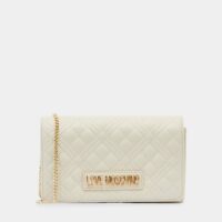 Sac pochette de soirée matelassé Beige Love Moschino