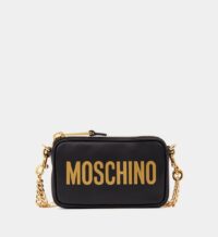 Sac pochette signature cuir Noir Moschino Couture