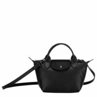 Sac porté main XS Le Pliage Cuir Noir Longchamp