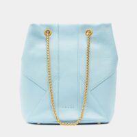 Sac seau Les yeux d'Elsa cuir grainé Bleu Poème Paris