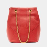 Sac seau Les yeux d'Elsa cuir grainé Rouge Poème Paris