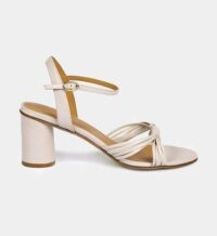 Sandales à talons en cuir LA DISCRÈTE Blanc Paire & Fils