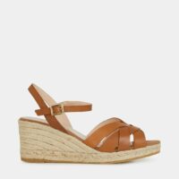 Sandales espadrilles compensées Laura cuir Beige Kanna