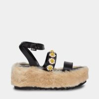 Sandales plateforme shearling Noir Fabrizio Viti