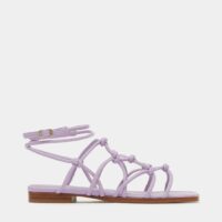 Sandales plates Atardecer multi-brides nouées cuir Violet Souliers Martinez