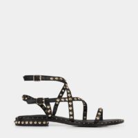 Sandales plates Petra studs cuir Noir Ash