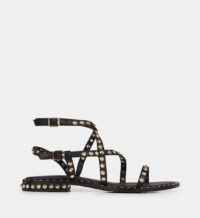 Sandales plates Petra studs cuir Noir Ash