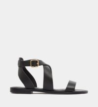 Sandales plates brides cuir Noir Rivecour