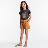 Short ceinturé en toile unie OKAIDI