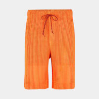 Short droit nylon plissé ajouré Orange Homme Plissé