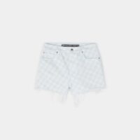 Short slim Bite Short signatures Vichy taille haute coton denim Bleu T by Alexander Wang