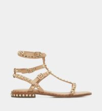 Spartiates plates Play clous cuir Beige Ash