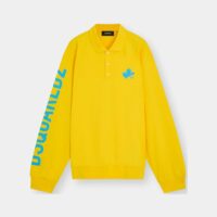 Sweat D2 Leaf Long Sleeve Polo Jaune Dsquared2