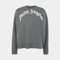 Sweat ample coton molleton signature Gris Palm Angels