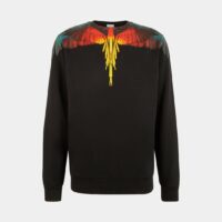 Sweat droit coton molleton sérigraphie ailes Noir Marcelo Burlon