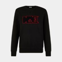 Sweat droit coton molletonné signature Noir Diesel