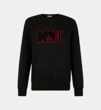 Sweat droit coton molletonné signature Noir Diesel