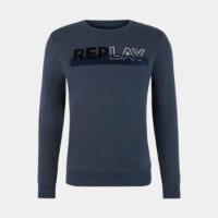 Sweat droit griffe brodée texturée coton Bleu Replay