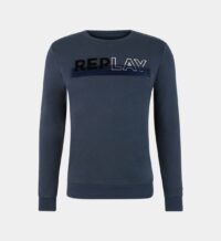 Sweat droit griffe brodée texturée coton Bleu Replay