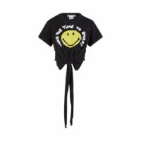 T-shirt Jasper crop noeud x Smiley Noir Alice & Olivia