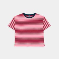 T-shirt ample en coton rayé Blanc Petit Bateau