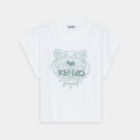 T-shirt boxy Tigre en coton bio Blanc Kenzo