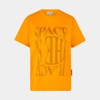 T-shirt classique message coton organique Orange Ganni