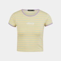 T-shirt crop Alton rayures Jaune Obey