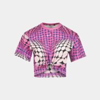 T-shirt crop imprimé Rose Paco Rabanne